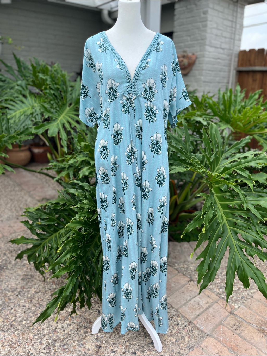 Nwt Omika For Anthropologie V-Neck Floral Maxi Dress One Size